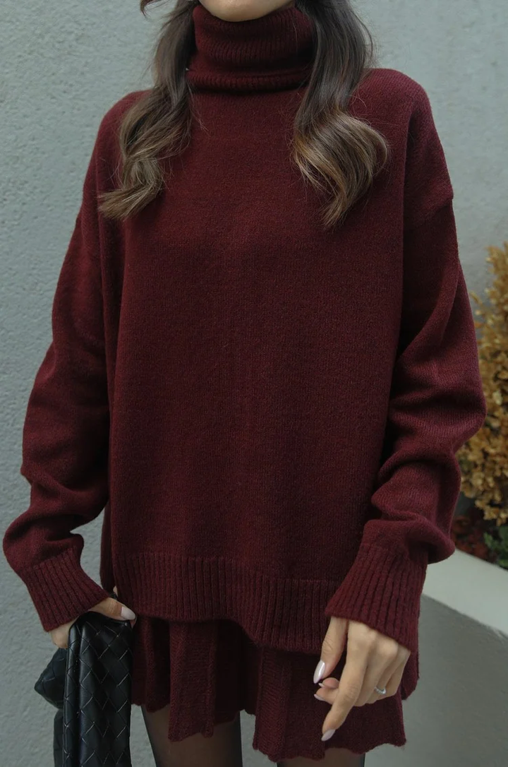 Phoebe | Women's Turtleneck Sweater and Skirt Set