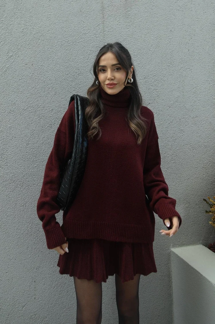 Phoebe | Women's Turtleneck Sweater and Skirt Set