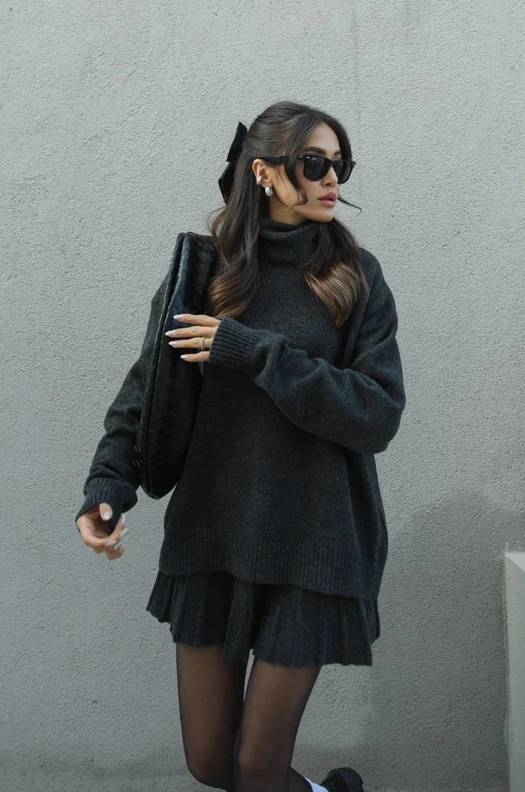 Phoebe | Women's Turtleneck Sweater and Skirt Set