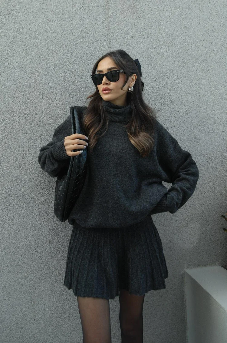 Phoebe | Women's Turtleneck Sweater and Skirt Set