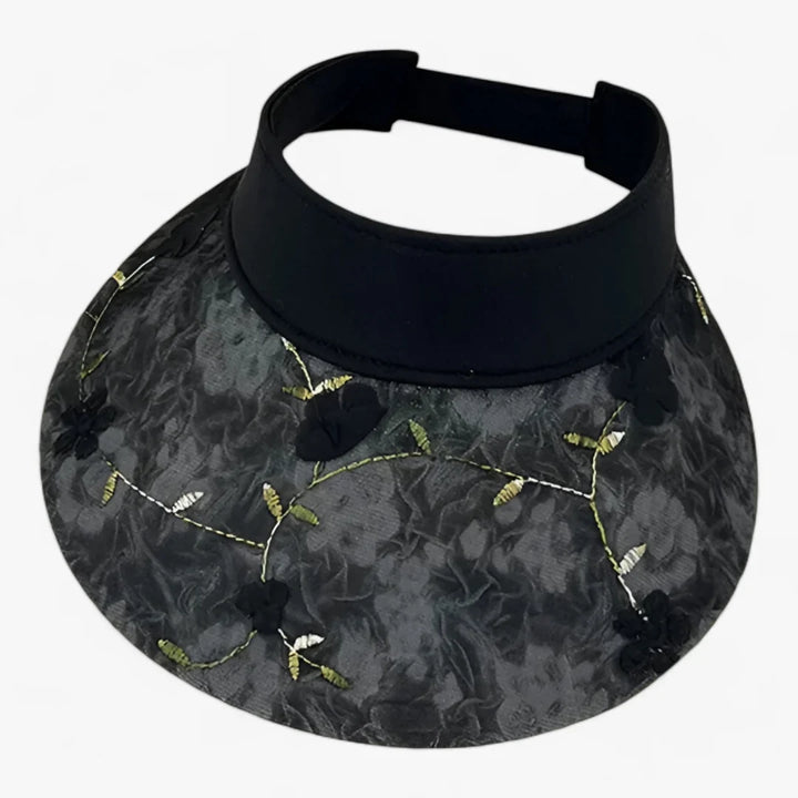 Women's Foldable Straw Hat with Floral Design and UV Protection