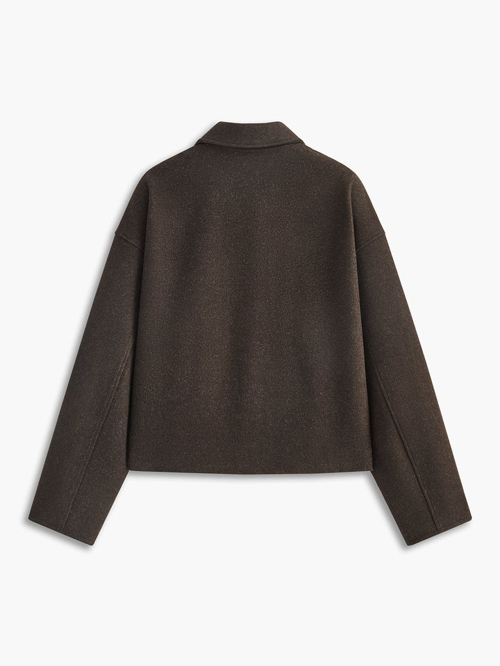 Women's Plain Zipper Tweed Jacket
