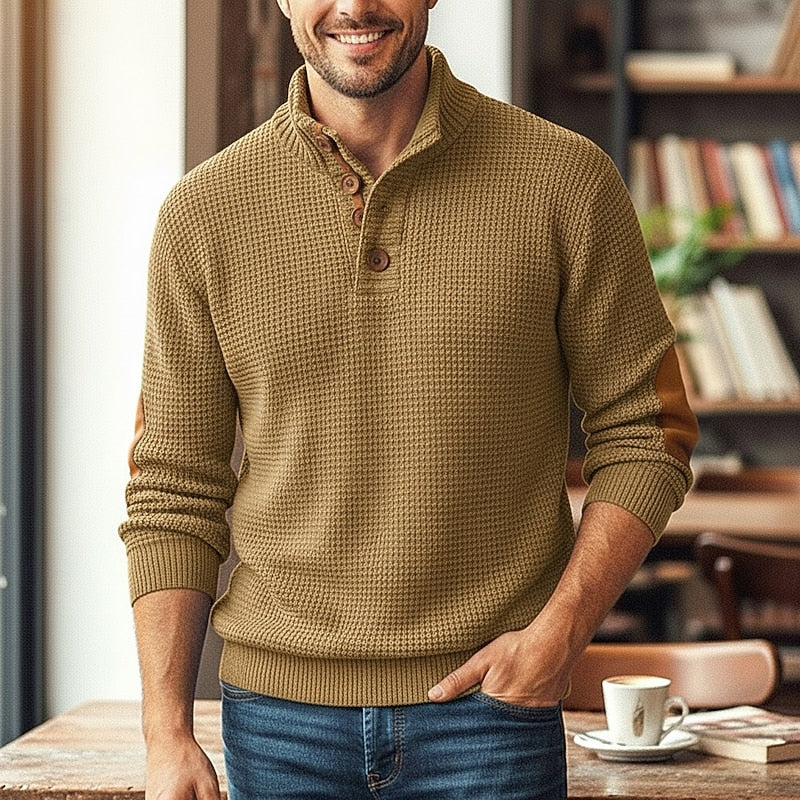 Men's Long Sleeve Sweater with Buttons