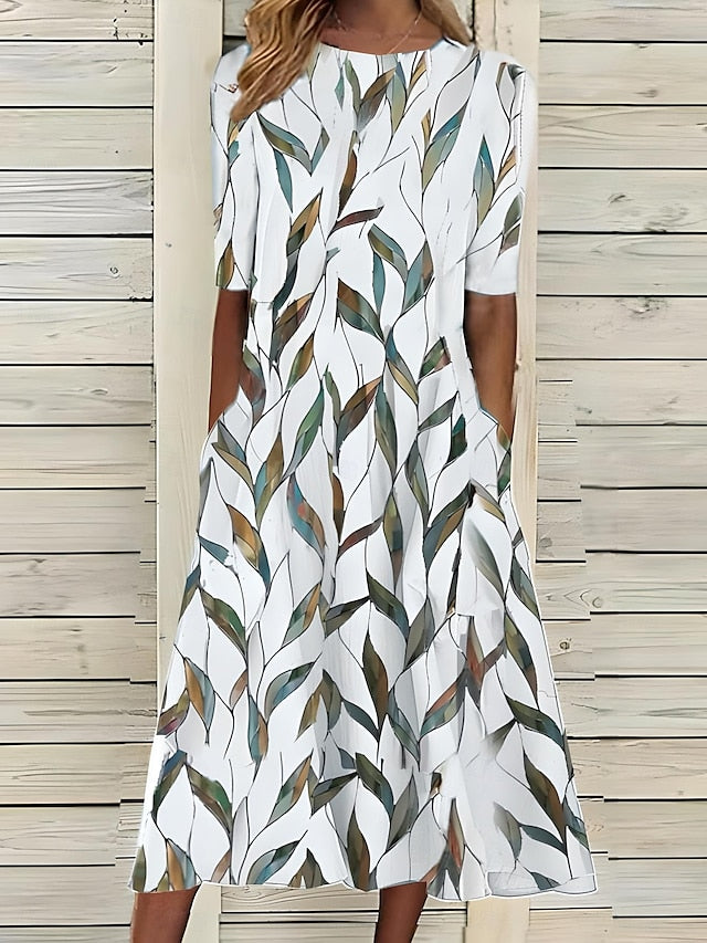 Harlow | Women's A-Line Midi Dress with Pockets