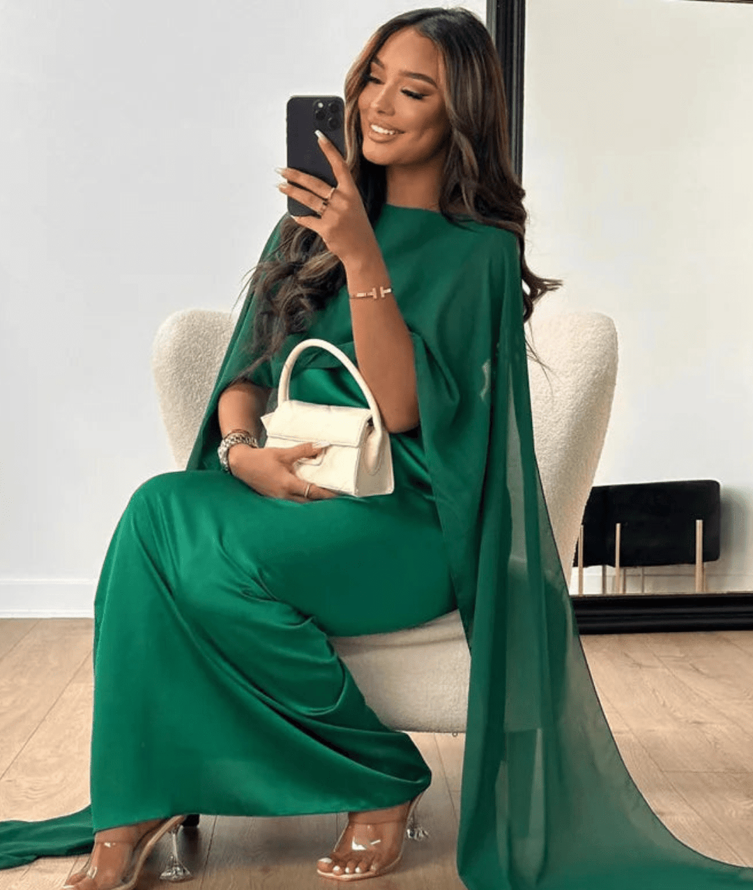 Rachael | Women's Elegant Cape Maxi Dress