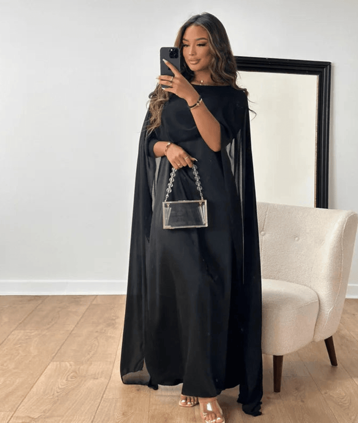 Rachael | Women's Elegant Cape Maxi Dress