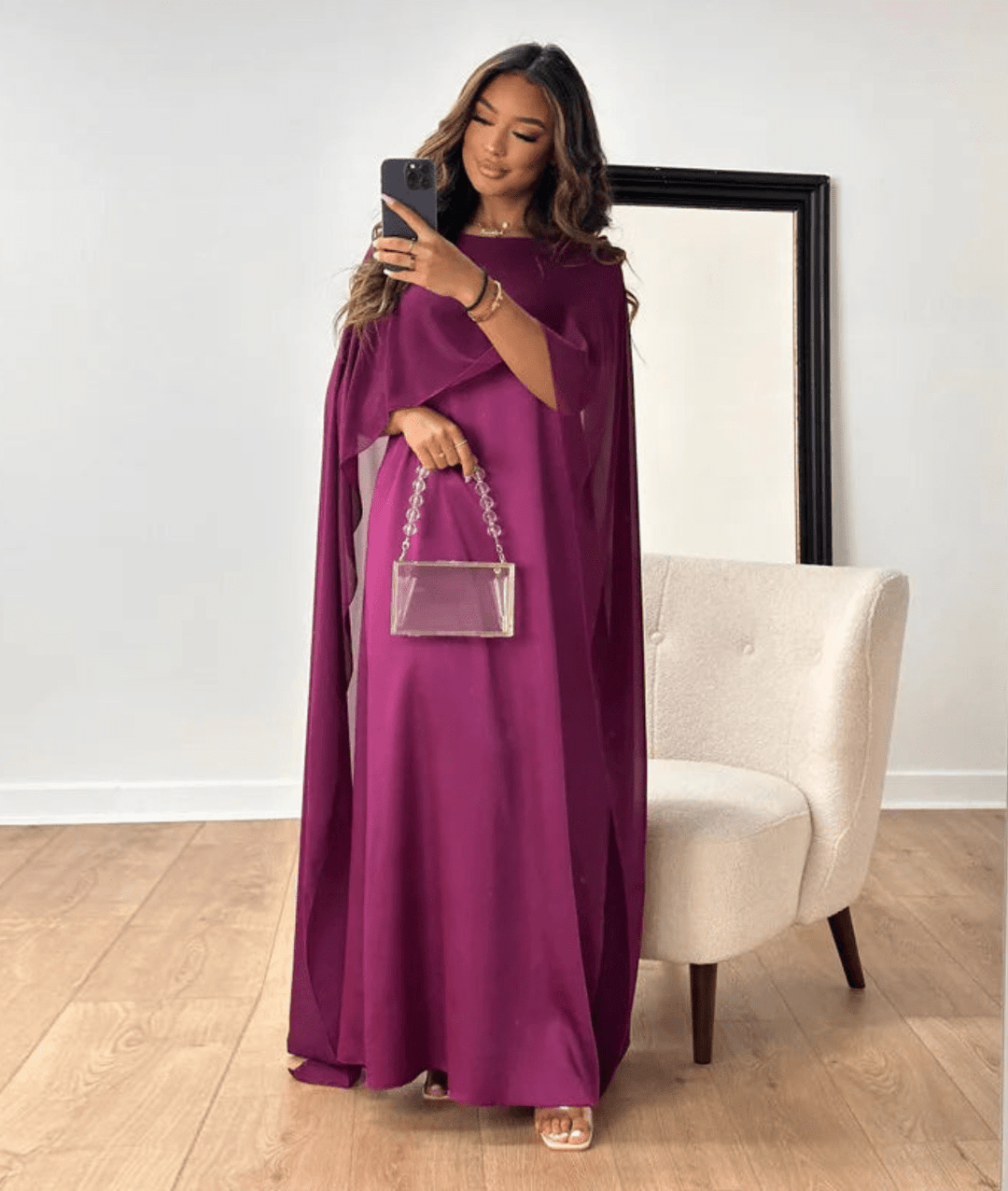 Rachael | Women's Elegant Cape Maxi Dress