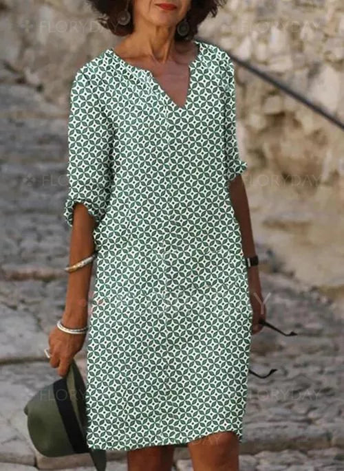 Riley | Women's V-Neck Midi Dress for Effortless Style
