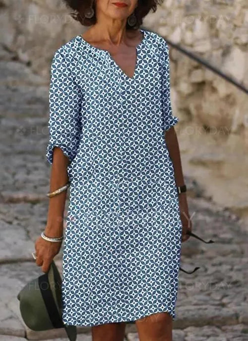 Riley | Women's V-Neck Midi Dress for Effortless Style