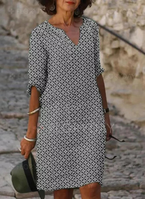 Riley | Women's V-Neck Midi Dress for Effortless Style