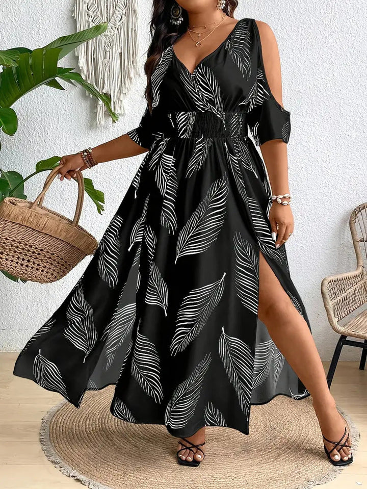Rochelle | Women's V-Neck A-Line Midi Dress for Effortless Style