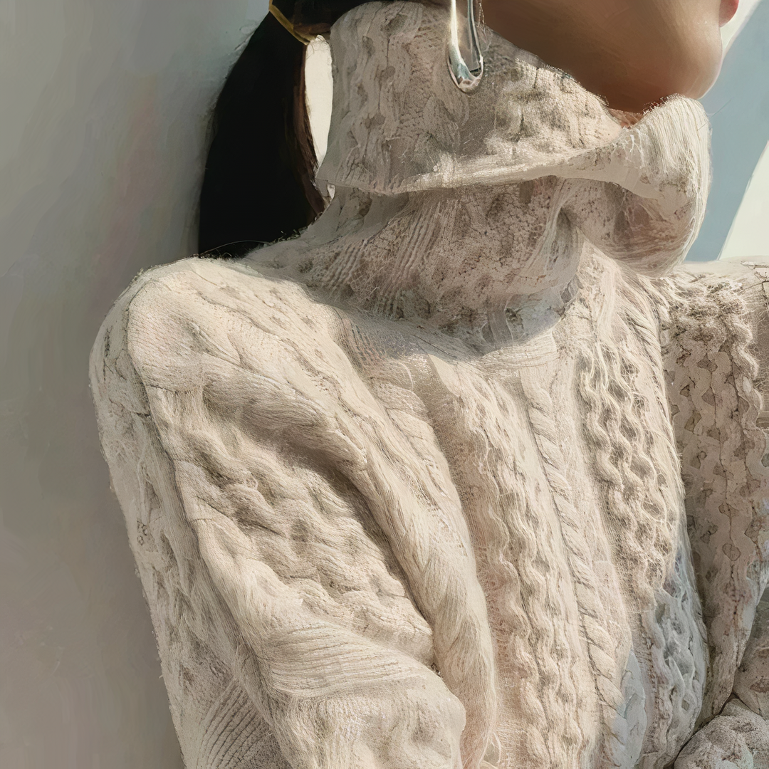Women's Soft & Stylish Cable Pattern Turtleneck Sweater