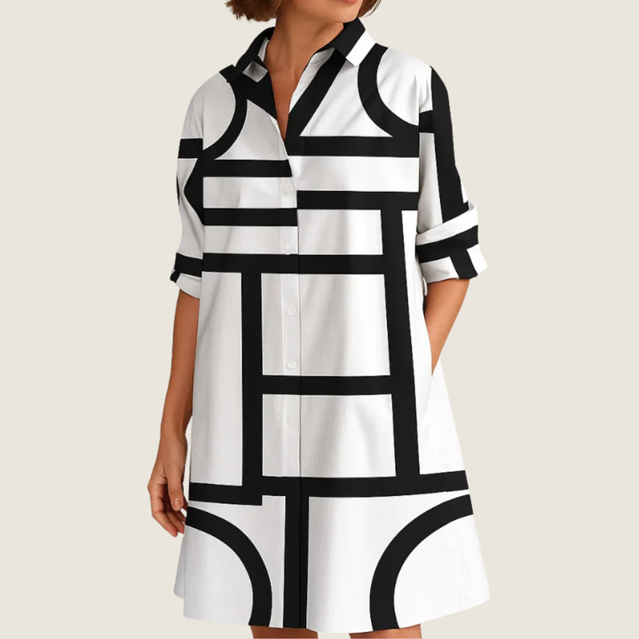 Rosie | Women's A-Line Midi Dress with Button-Down Design