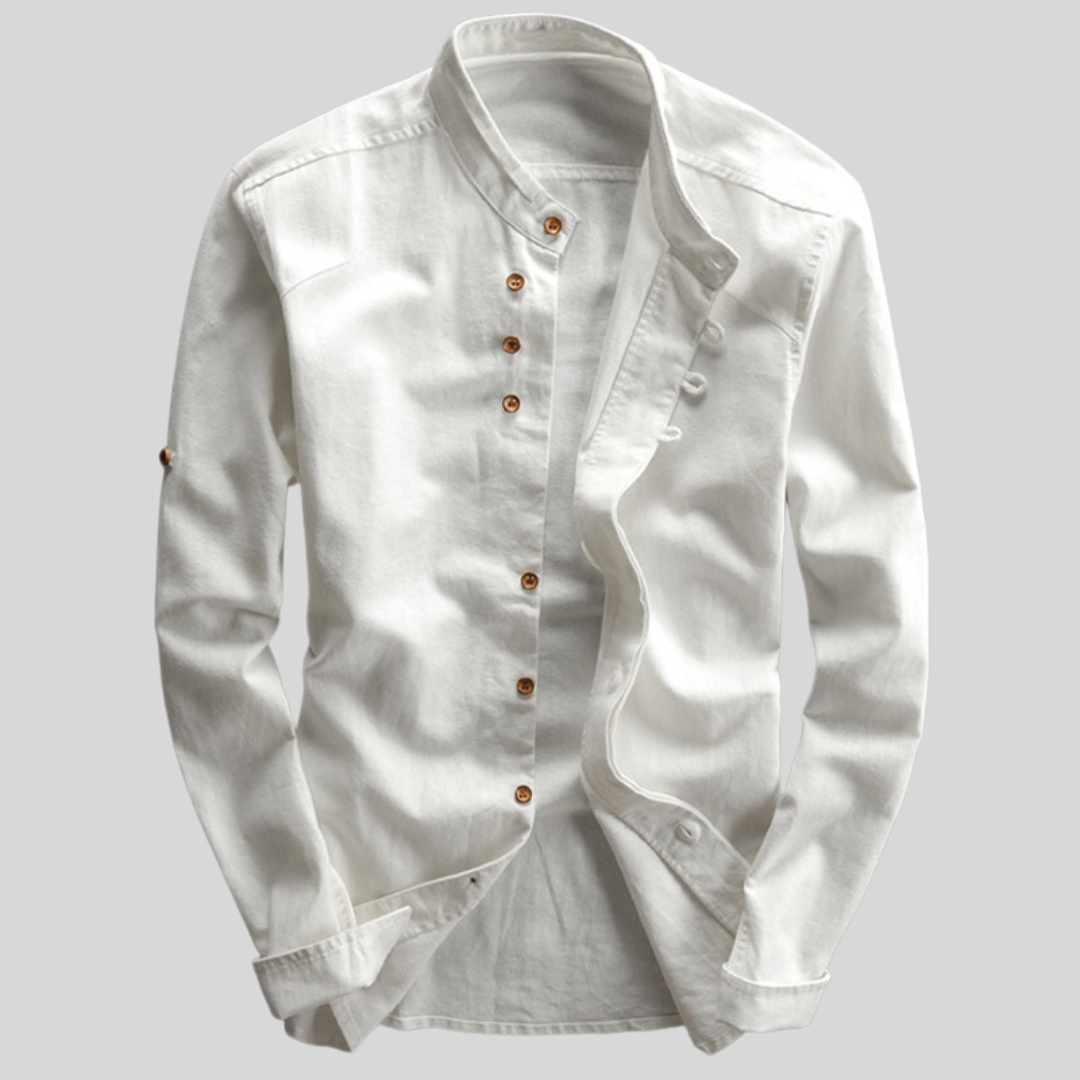 Rudy | Men's Casual Long Sleeve Band Collar Button-Down Shirt
