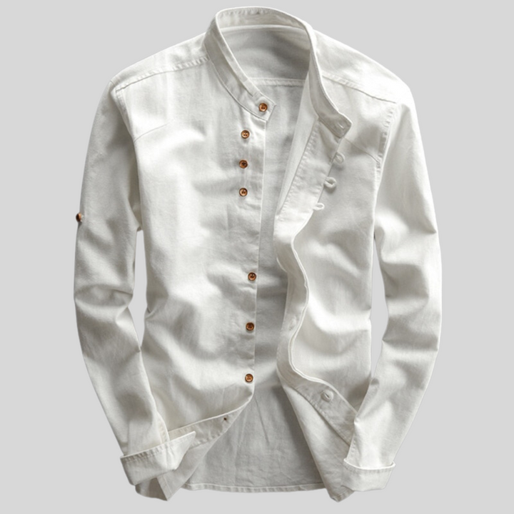 Rudy | Men's Casual Long Sleeve Band Collar Button-Down Shirt
