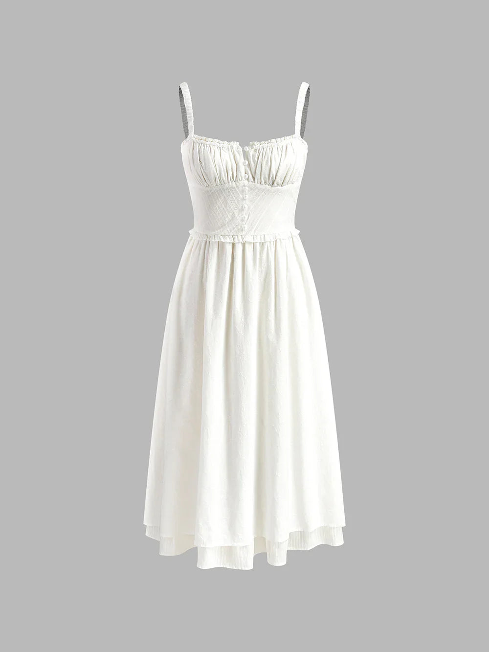 Women's Elegant Ruffled Hem Corset Maxi Dress with Adjustable Straps