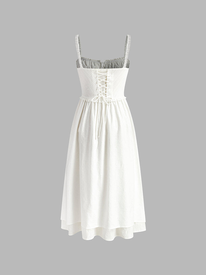 Women's Ruffle Hem Plain Midi Dress