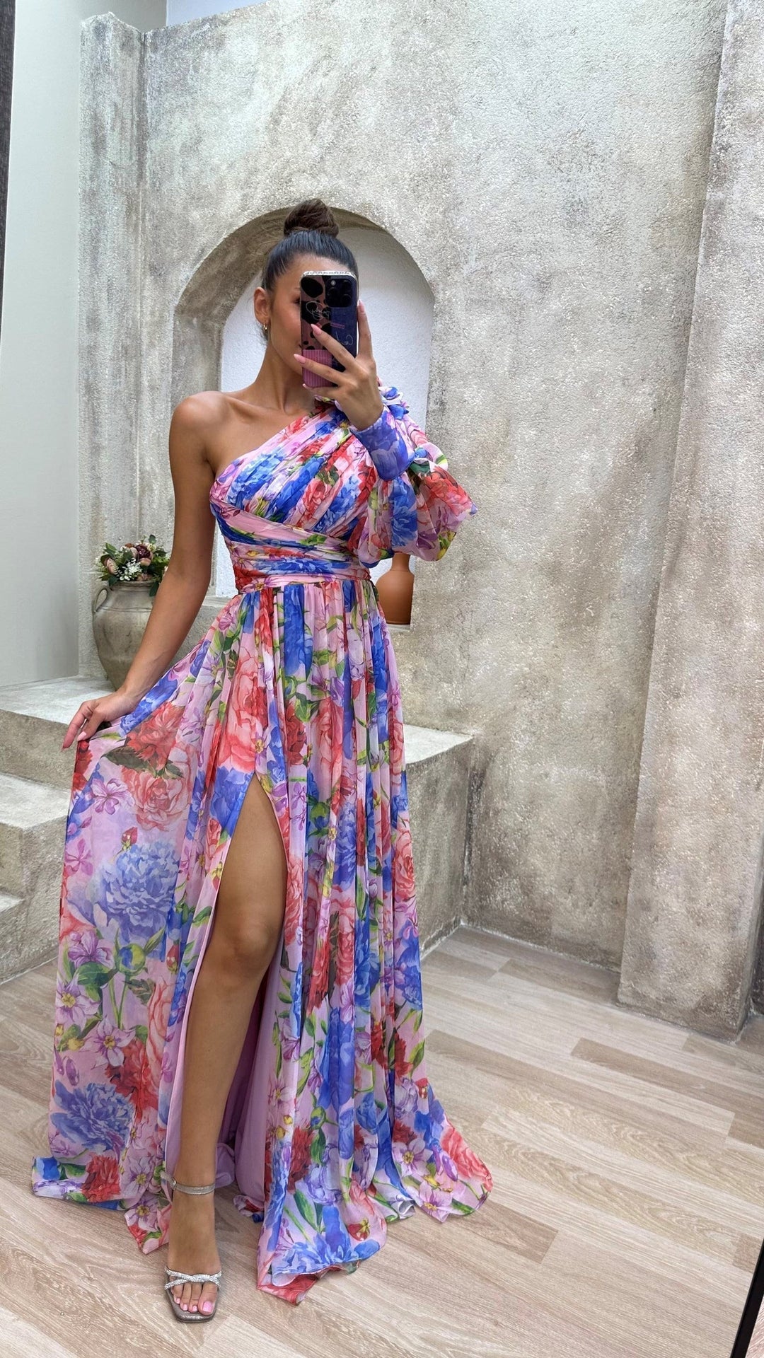 Sabrina | Women's Floral One Shoulder Maxi Dress