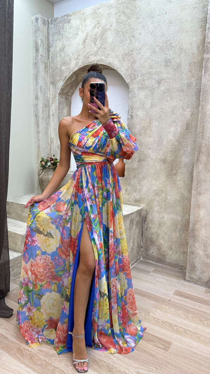 Sabrina | Women's Floral One Shoulder Maxi Dress