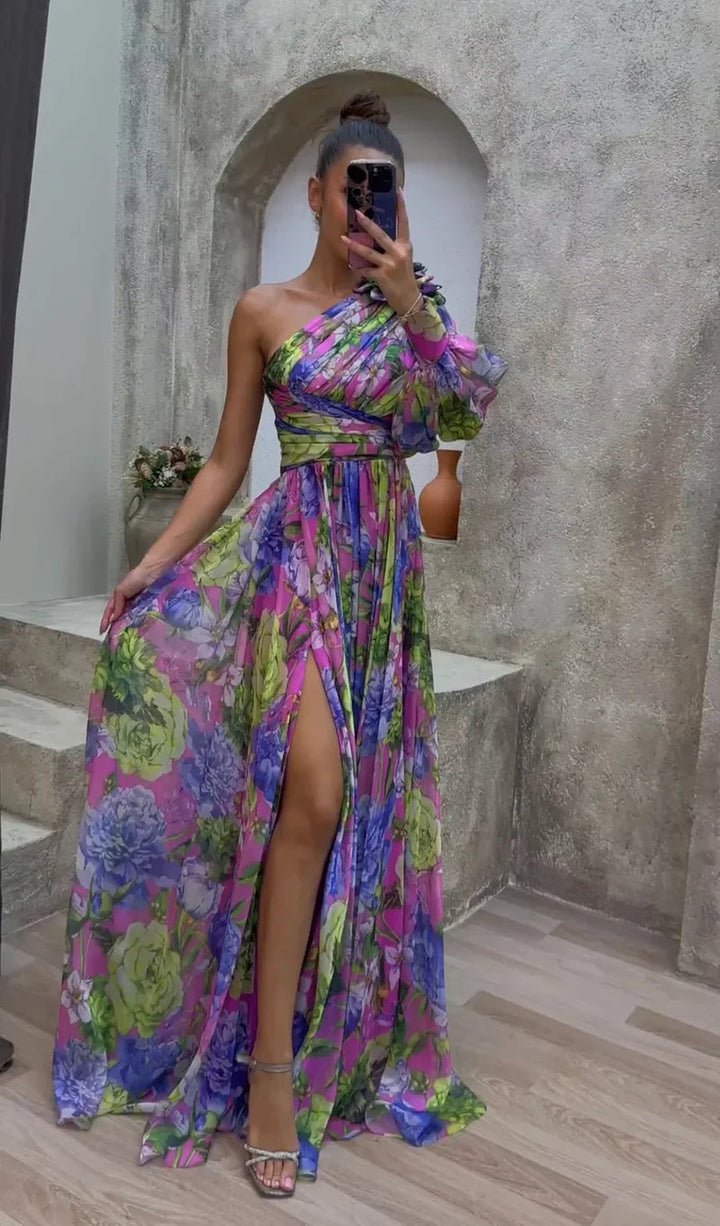 Sabrina | Women's Floral One Shoulder Maxi Dress