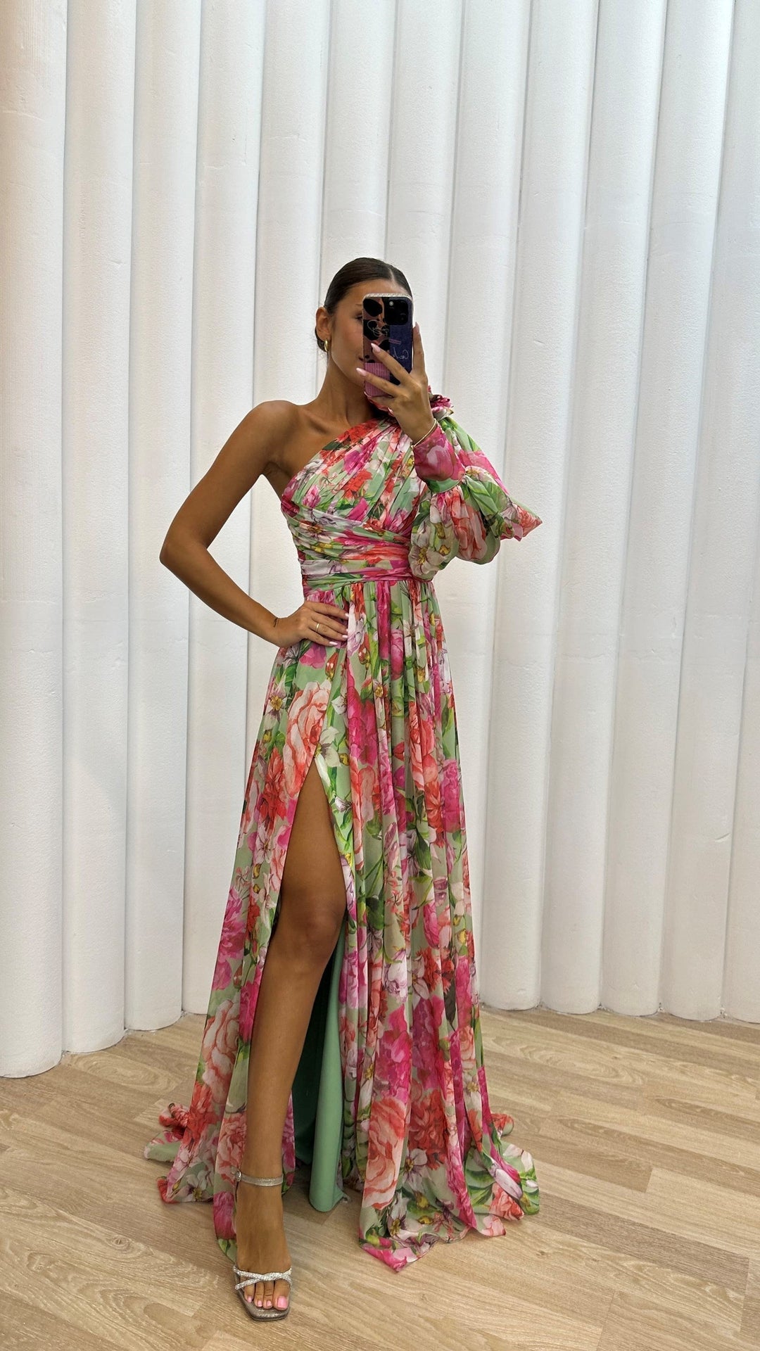 Sabrina | Women's Floral One Shoulder Maxi Dress