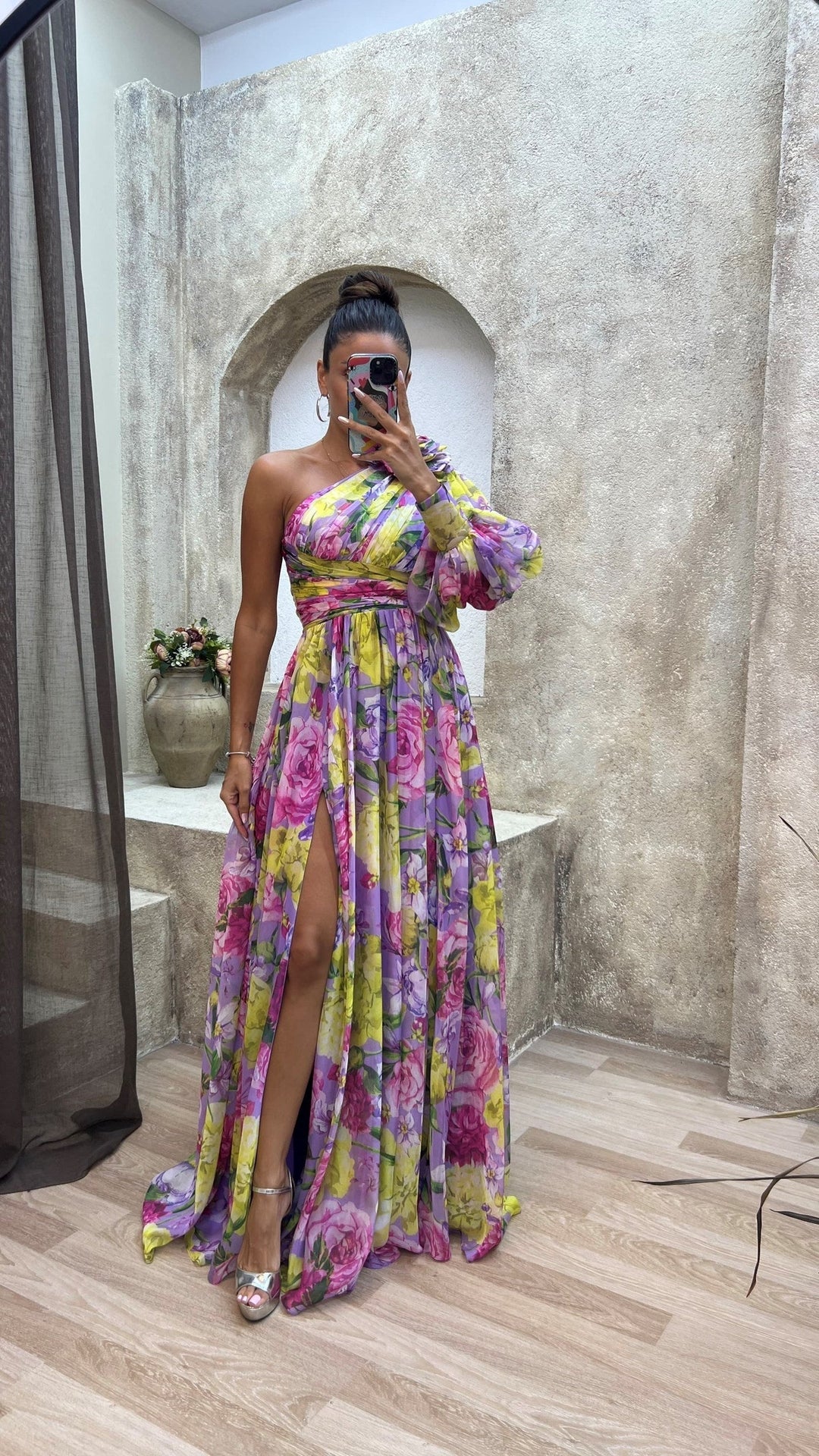 Sabrina | Women's Floral One Shoulder Maxi Dress