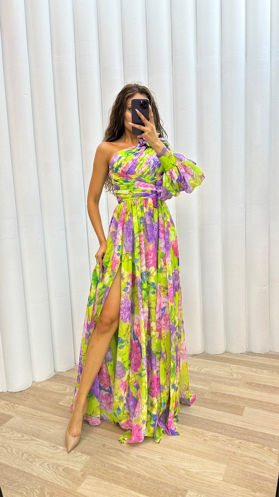 Sabrina | Women's Floral One Shoulder Maxi Dress