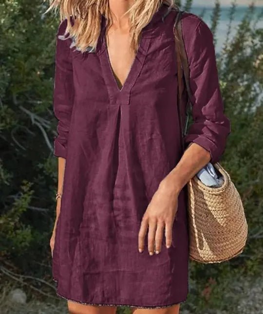 Shelby | Women's V-Neck Long Sleeve Casual Mini Dress