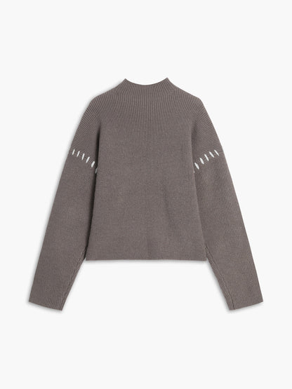 Oversize-Pullover für Damen mit kurzem Stehkragen und weichem, lässigem Strick