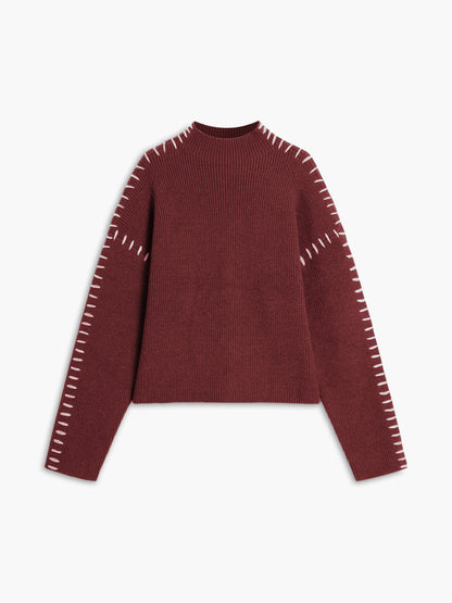 Oversize-Pullover für Damen mit kurzem Stehkragen und weichem, lässigem Strick