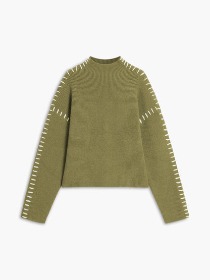 Oversize-Pullover für Damen mit kurzem Stehkragen und weichem, lässigem Strick