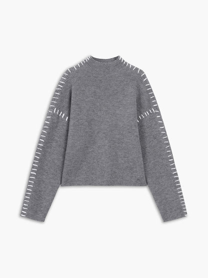 Oversize-Pullover für Damen mit kurzem Stehkragen und weichem, lässigem Strick