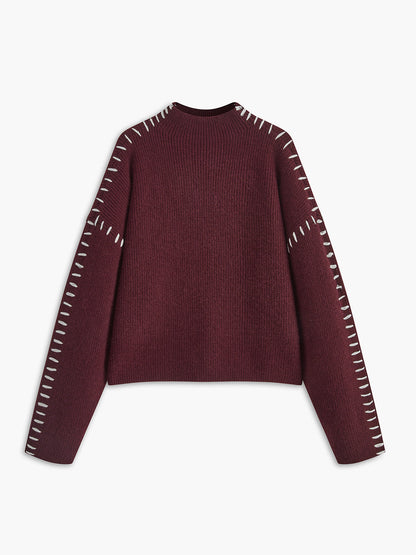 Oversize-Pullover für Damen mit kurzem Stehkragen und weichem, lässigem Strick