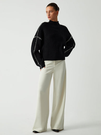 Oversize-Pullover für Damen mit kurzem Stehkragen und weichem, lässigem Strick