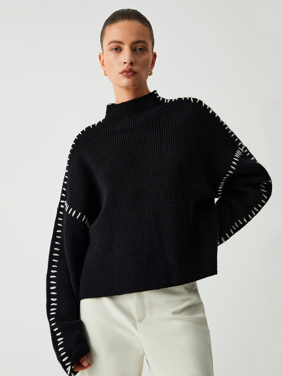 Women's Oversized Mock Neck Sweater