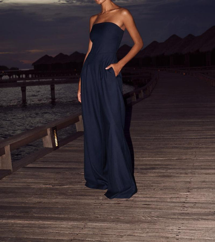 Women's Strapless Jumpsuit with Stylish Design