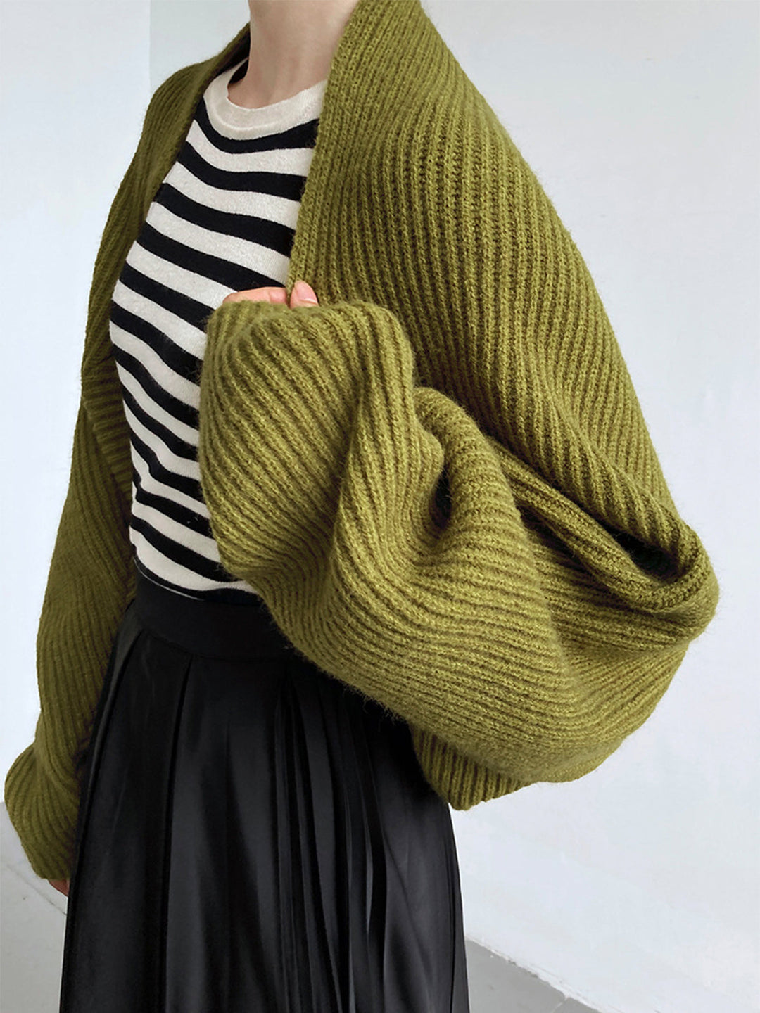 Women's Solid Open-Front Cardigan Sweater