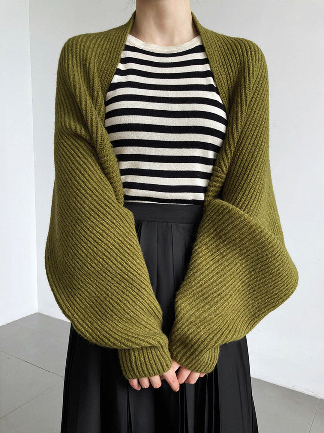 Women's Solid Open-Front Cardigan Sweater