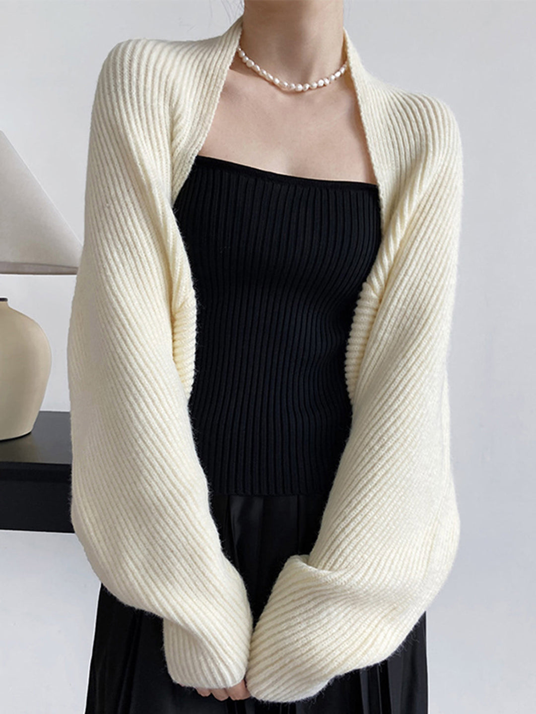 Women's Solid Open-Front Cardigan Sweater
