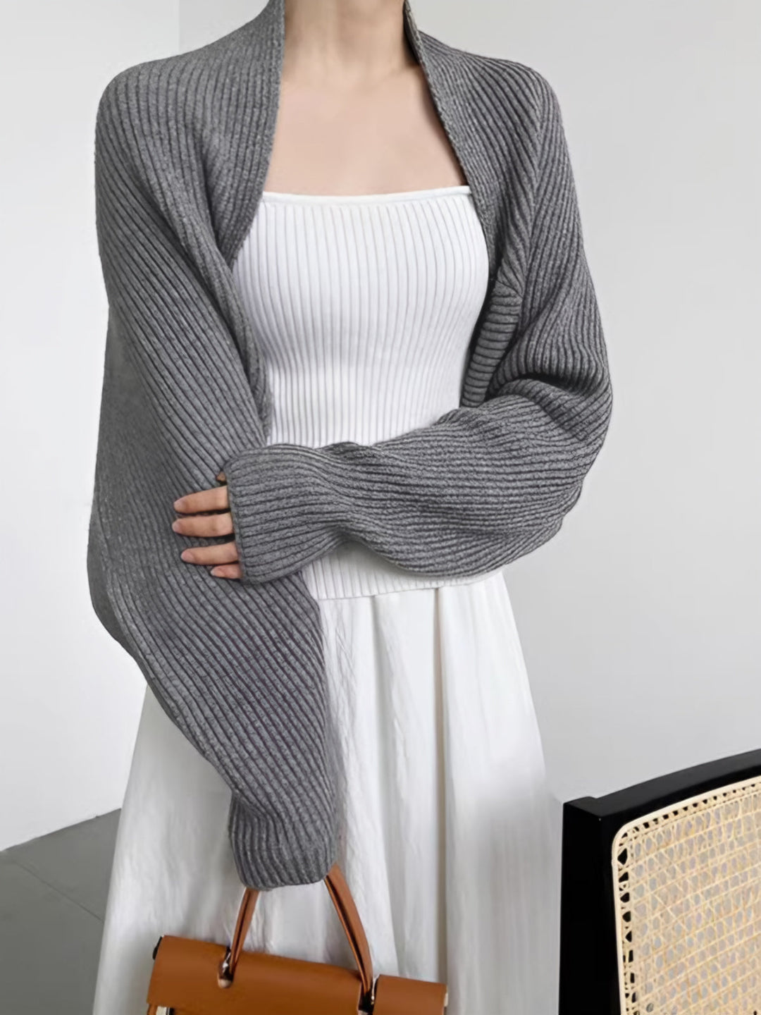 Women's Solid Open-Front Cardigan Sweater