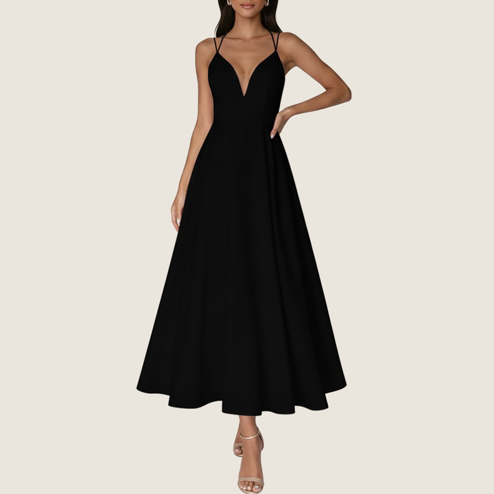 Stacy | Women's V-Neck A-Line Midi Dress for Effortless Style