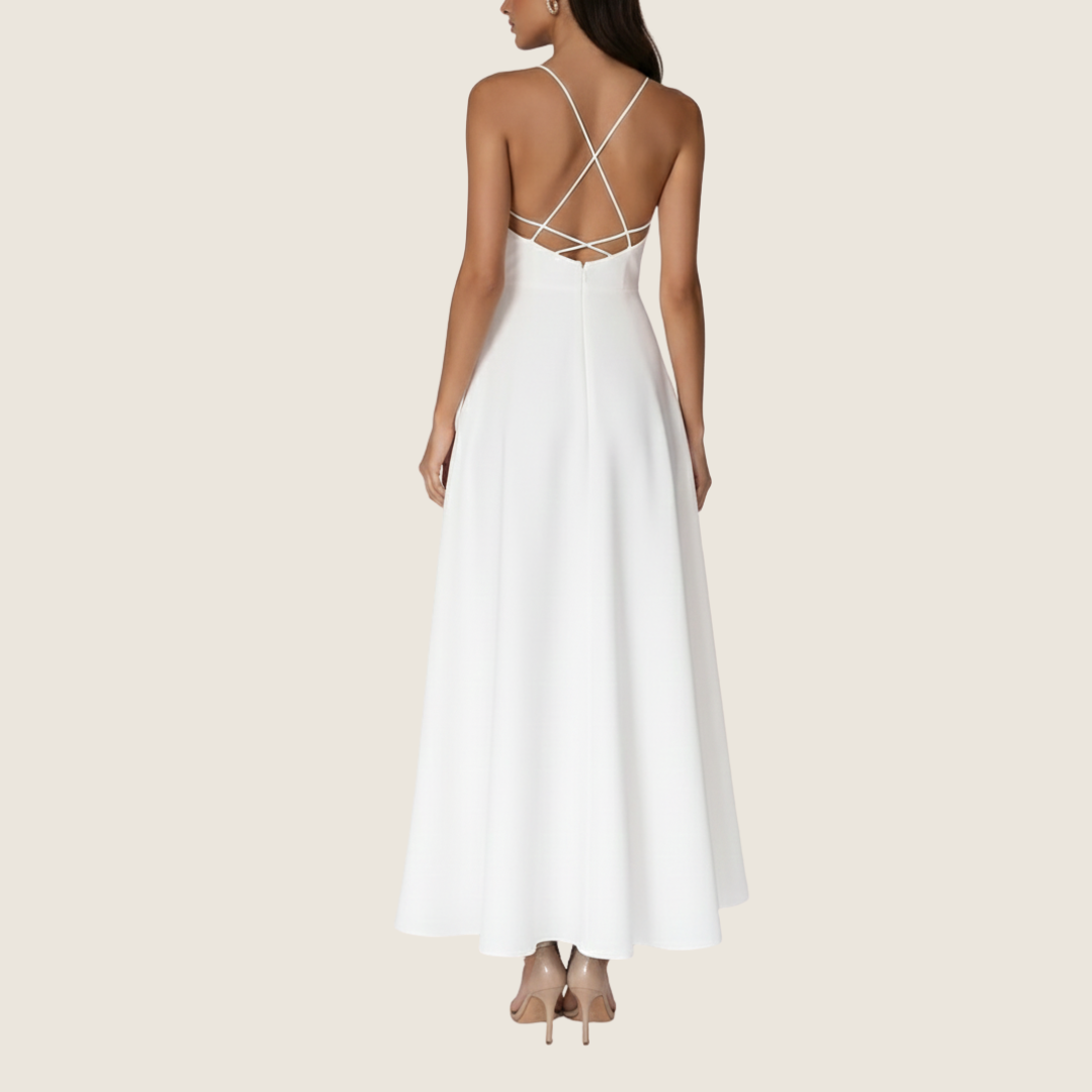 Stacy | Women's V-Neck A-Line Midi Dress for Effortless Style