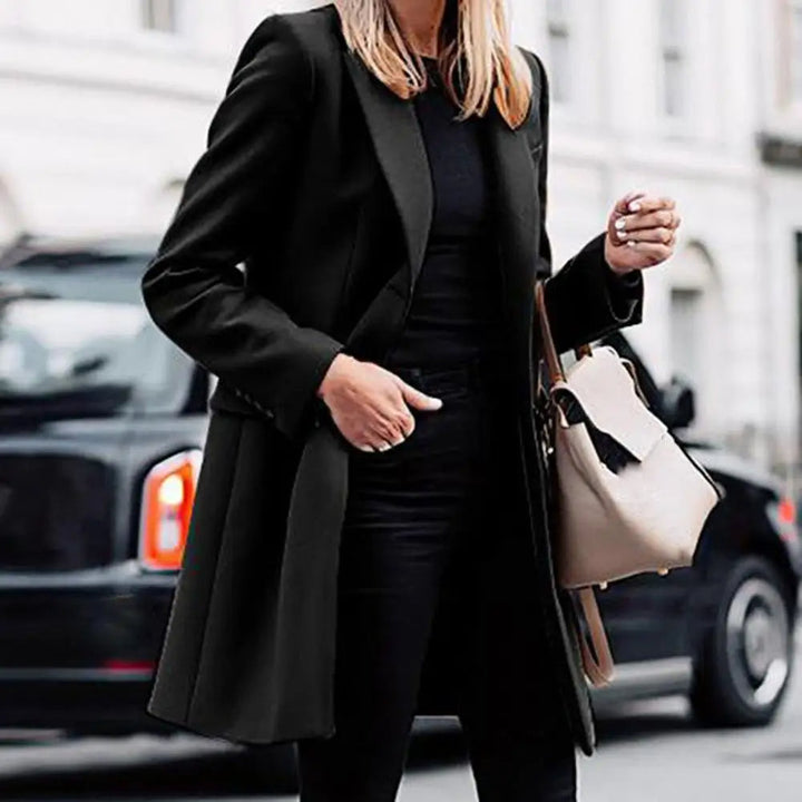 Women's Stylish Mid-Season Coat with Double Button Closure - Lightweight