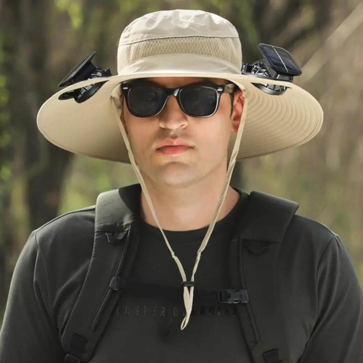 Men's Solar-Powered Hat with Fan and UV Protection