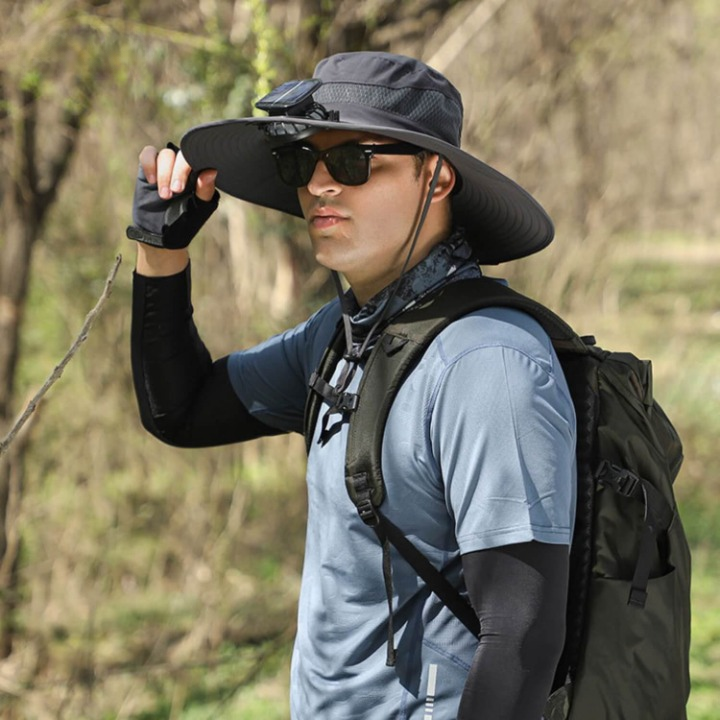 Men's Solar-Powered Hat with Fan and UV Protection