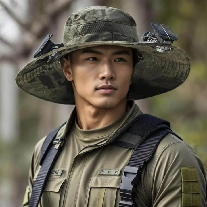 Men's Solar-Powered Hat with Fan and UV Protection