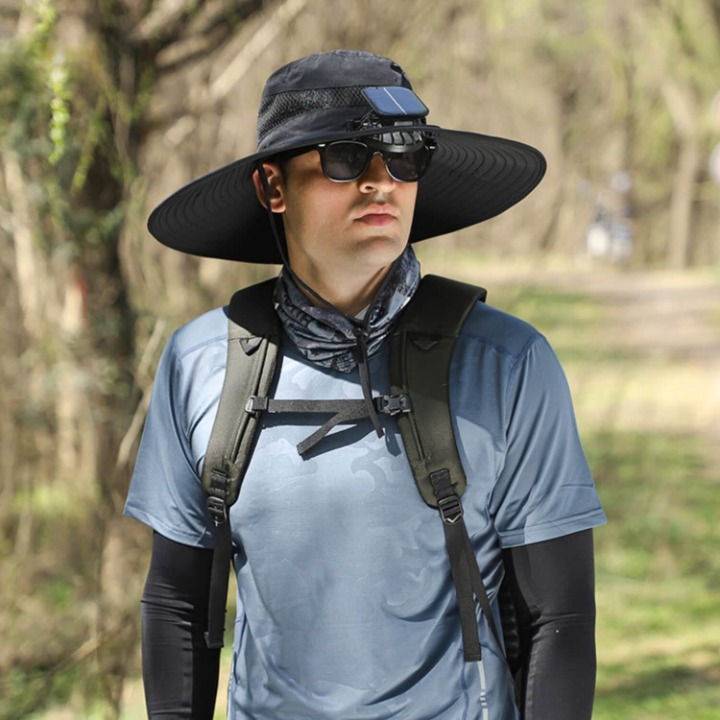 Men's Solar-Powered Hat with Fan and UV Protection