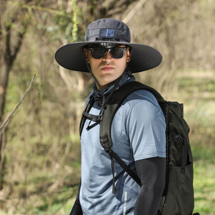 Men's Solar-Powered Hat with Fan and UV Protection