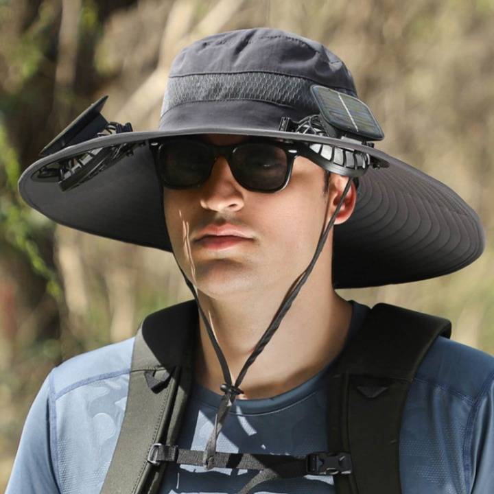 Men's Solar-Powered Hat with Fan and UV Protection