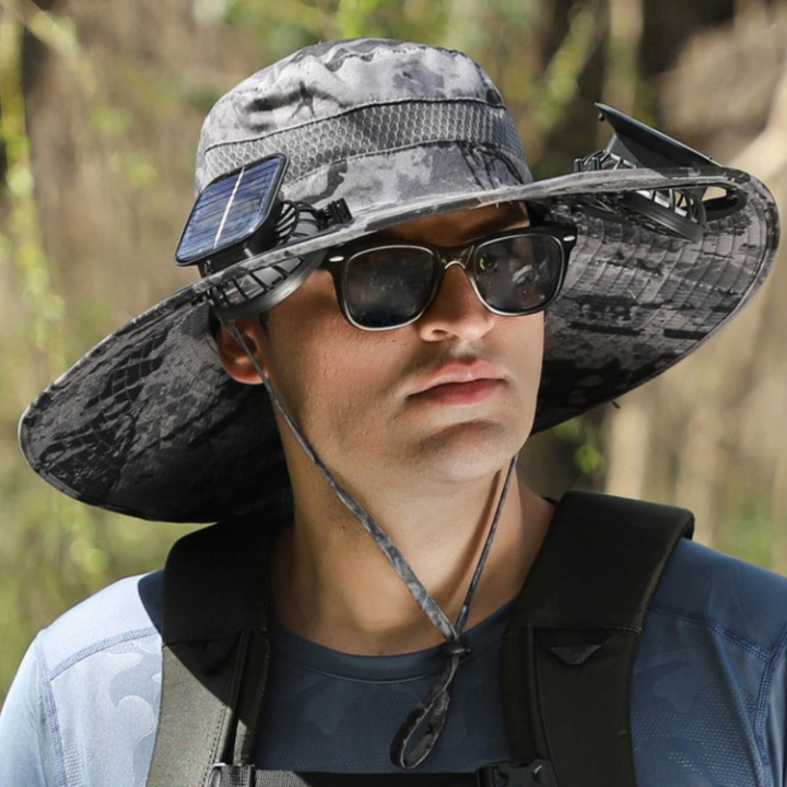 Men's Solar-Powered Hat with Fan and UV Protection